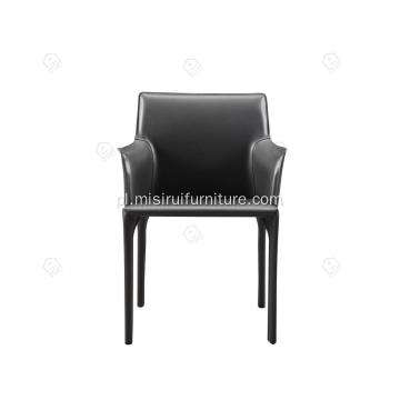 Włoskie minimalistyczne czarne krzesła podłokietnika z czarnego siodła